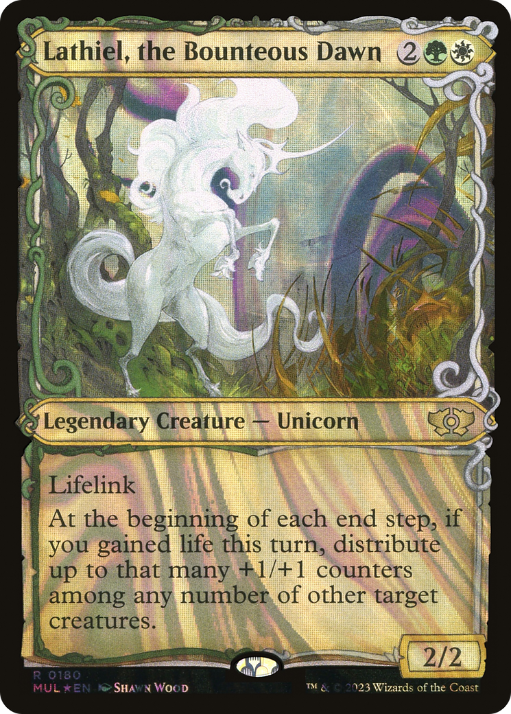 Lathiel, the Bounteous Dawn (Halo Foil) (MUL-180) - Multiverse Legends: (Showcase) Foil