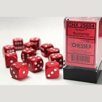 Chessex 12 D6 Opaque Red/White