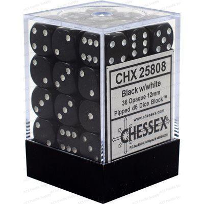Chessex 36 D6 Opaque Black/ White