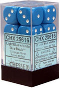 Chessex 12 D6 Opaque Light Blue/White