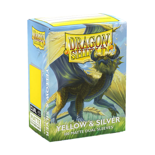 Dragon Shield Dual Matter Sleeves 100CT: Yellow / Silver