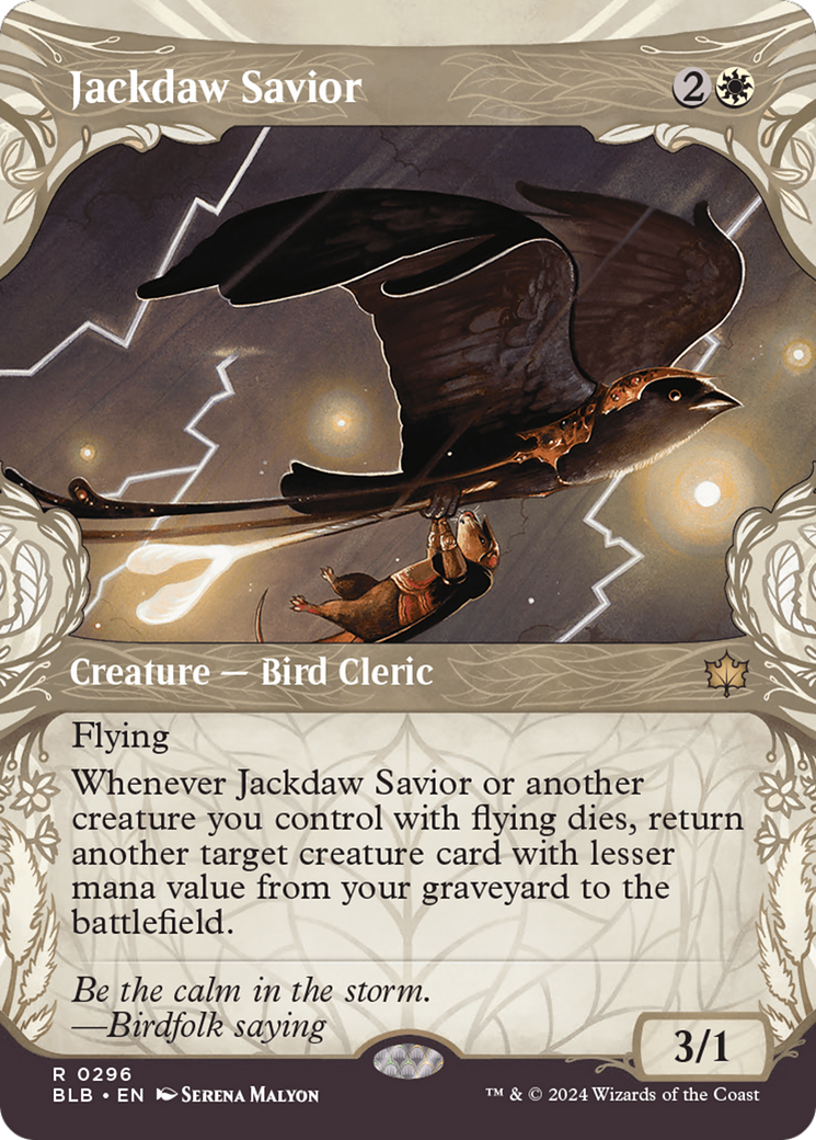 Jackdaw Savior (Showcase) (BLB-296) - Bloomburrow: (Showcase) (Borderless) Foil