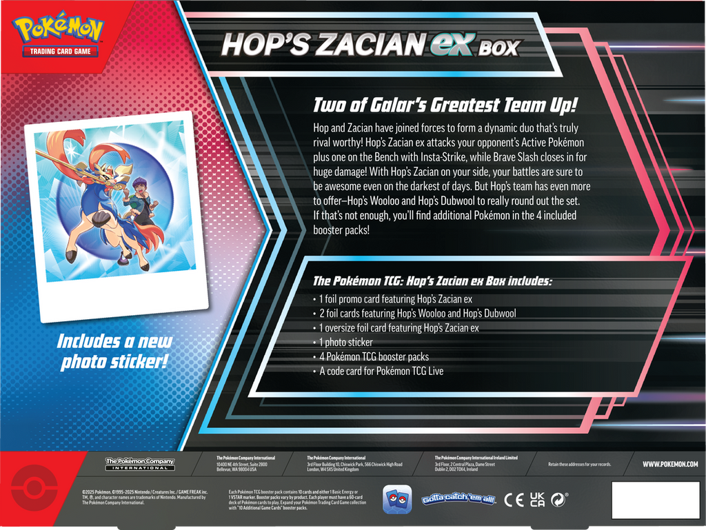 Pokemon TCG: Hops Zacian ex Box