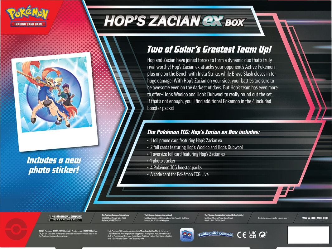 Pokemon TCG: Hops Zacian ex Box