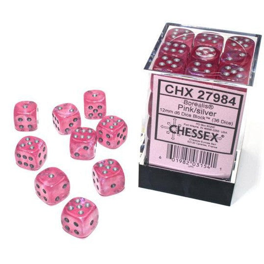 Chessex 36 D6 Borealis Pink/Silver