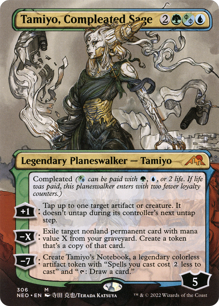 Tamiyo, Compleated Sage (Borderless) (NEO-306) - Kamigawa: Neon Dynasty