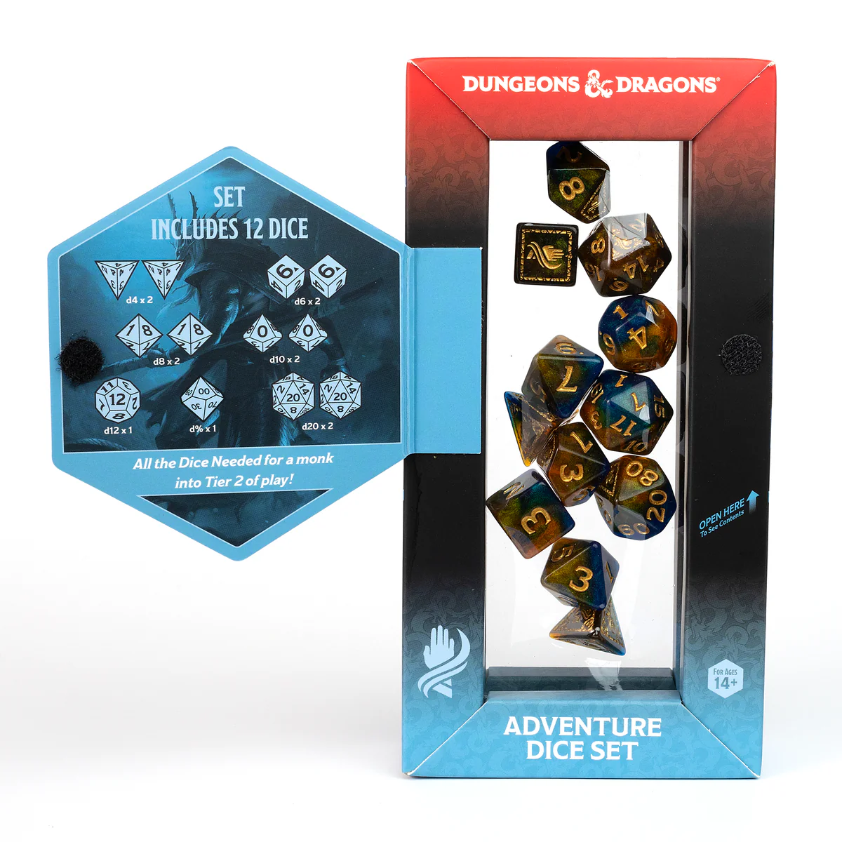 D&D Adventure Dice: Monk Blue Gold