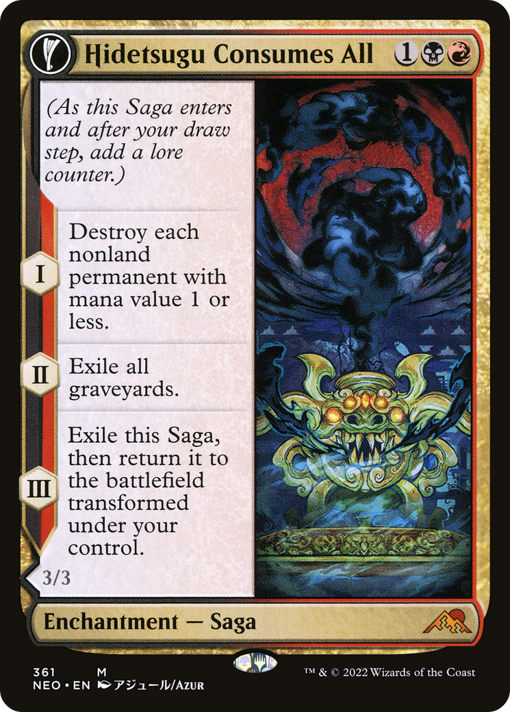 Hidetsugu Consumes All (Showcase) (NEO-361) - Kamigawa: Neon Dynasty: (Showcase, fandfc) Foil