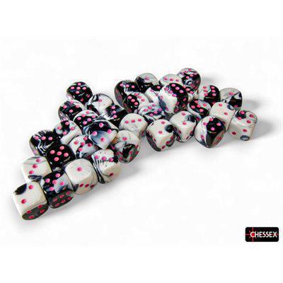 Chessex 36 D6 Gemini Black-White/Pink
