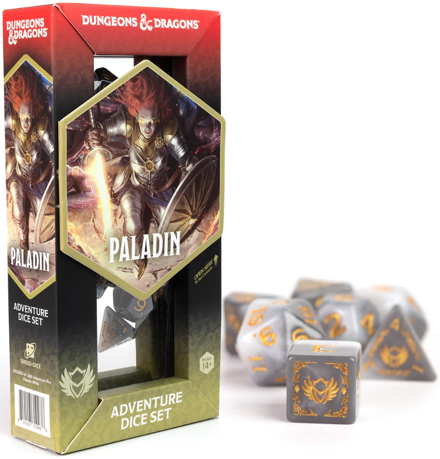 D&D Adventure Dice: Paladin White / Grey