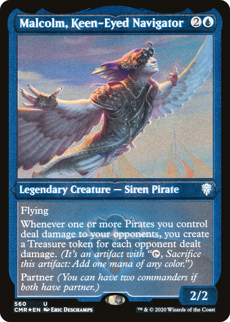 Malcolm, Keen-Eyed Navigator (Foil Etched) (CMR-560) - Commander Legends Foil