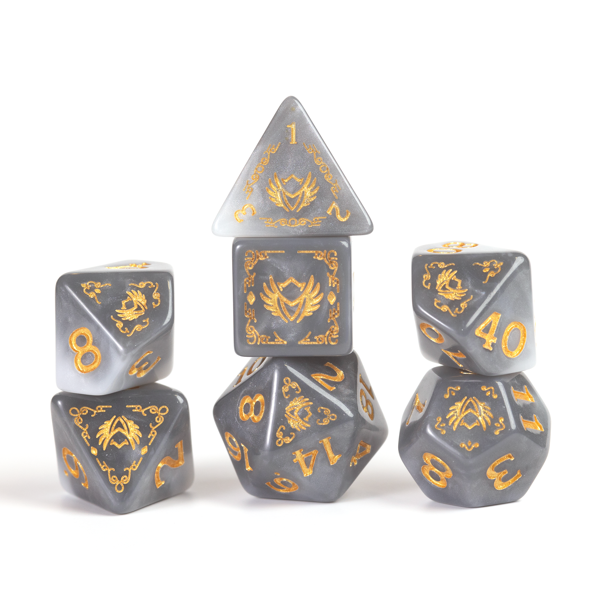 D&D Adventure Dice: Paladin White / Grey