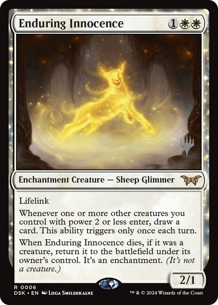 Enduring Innocence (PPDSK-006) - Duskmourn: House of Horror Promos: (enchantment) Foil