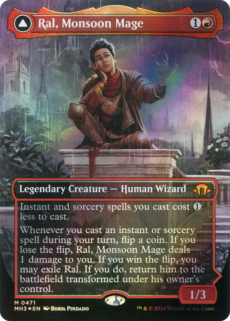 Ral, Monsoon Mage (Borderless) (Textured Foil) (MH3-471) - Modern Horizons 3 Foil