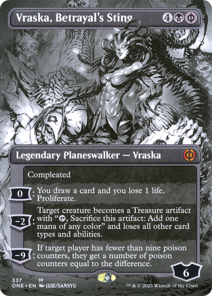 Vraska, Betrayal's Sting (Borderless) (ONE-337) - Phyrexia: All Will Be One: (Showcase) Foil